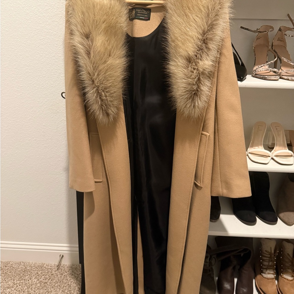 Zara wool jacket faux fur (removable)